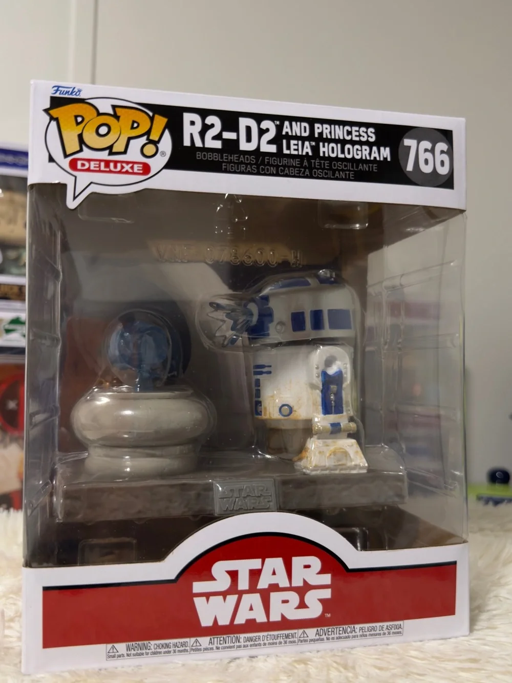 Funko Pop! Deluxe Star Wars R2-D2 and Princess Leia Hologram White and Blue #766